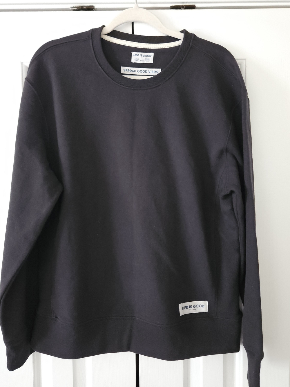 Life Is Good Spread Good Vibes Women's L Black Crewneck Pullover Sweatshirt